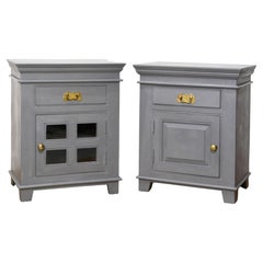 Two Anglo-Indian British Colonial Style Painted Hardwood Bedside Cabinets, 1950s