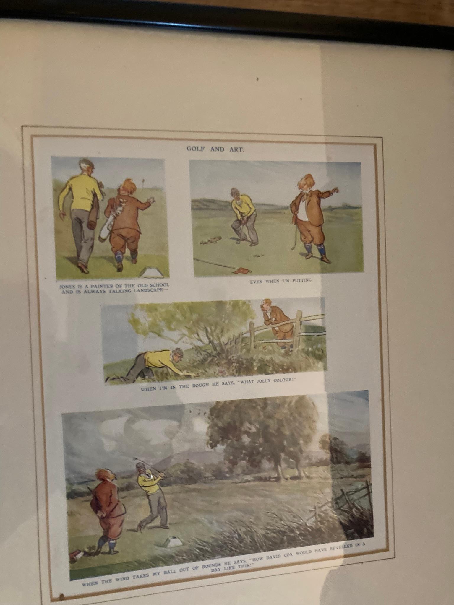Zwei animierte Golfdrucke mit Cartoon-Figuren (Viktorianisch) im Angebot