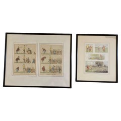 Vintage Two animated, cartoon character golfing prints
