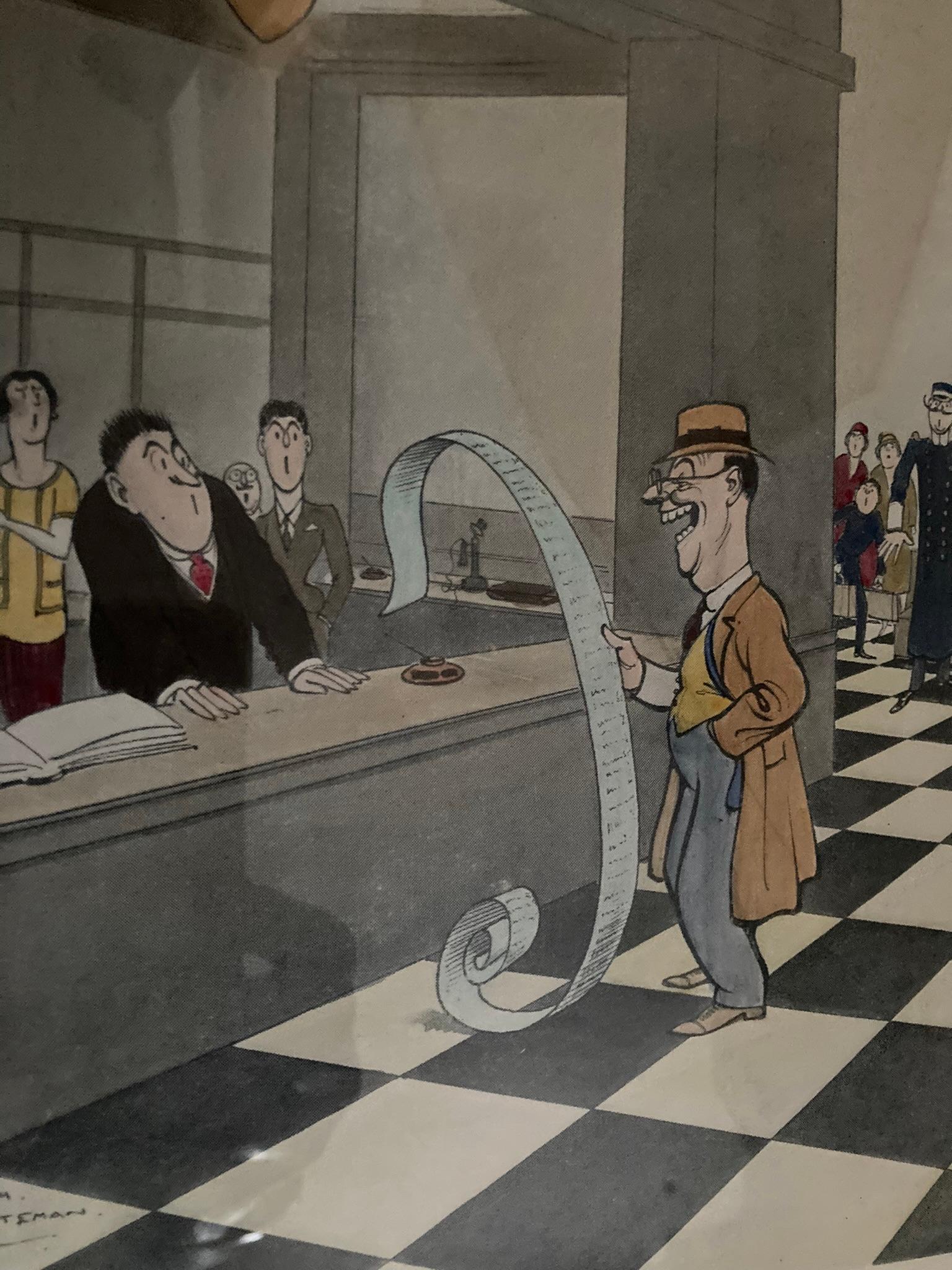 British Two Animated Prints Hotel Restaurant Scene For Sale
