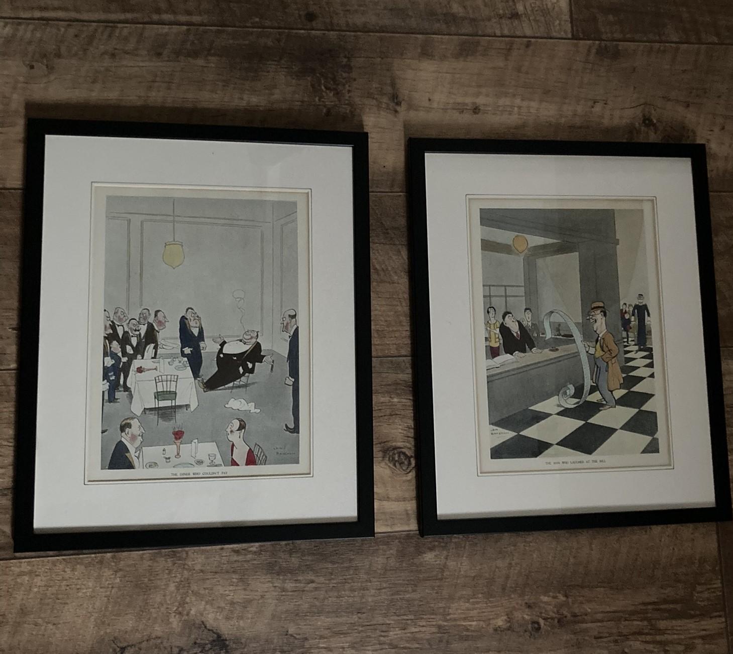 Deux estampes animées d'une scène de restaurant d'hôtel en vente 1