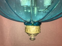 Two Antique Anglo Indian Bell Jar Glass Lanterns in Unusual Melon Shape