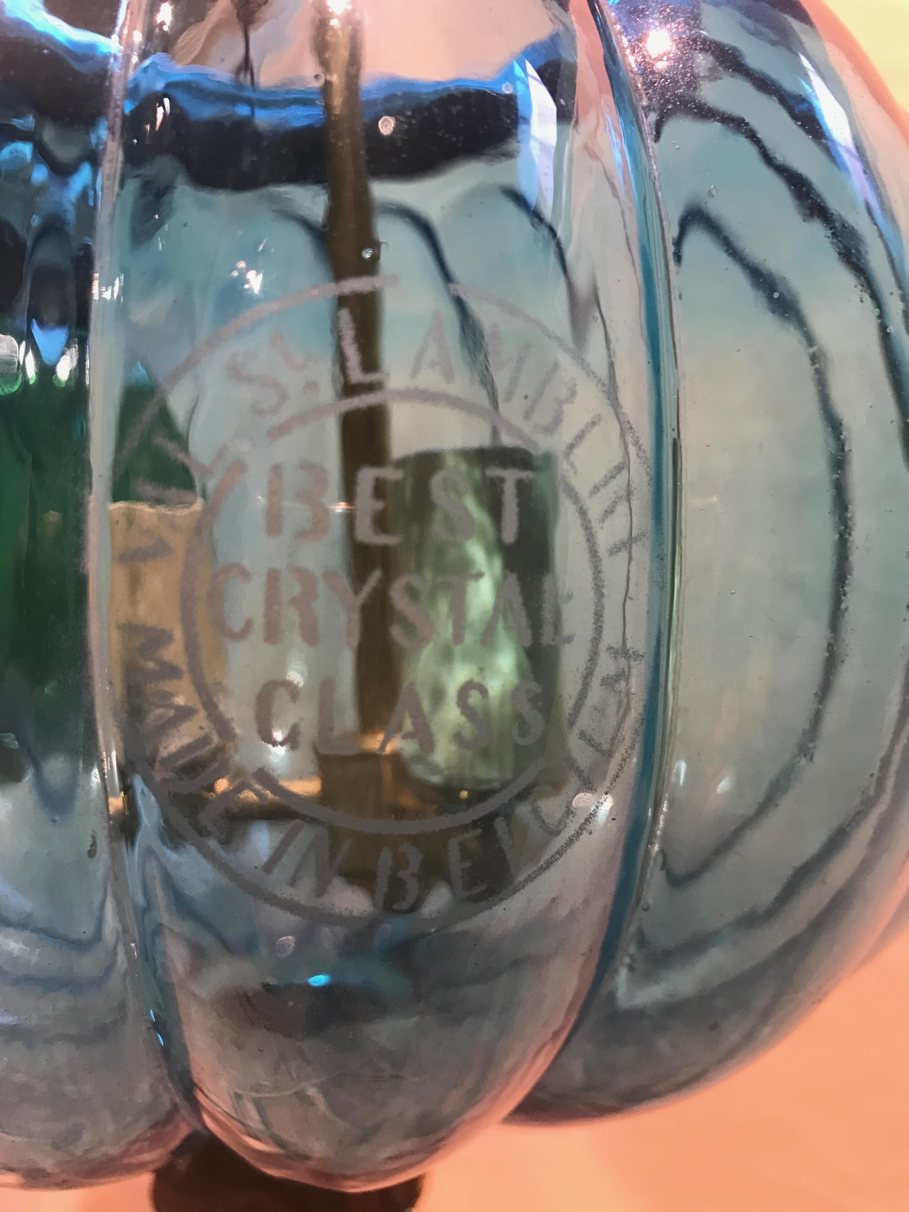 Two Antique Anglo Indian Bell Jar Glass Lanterns in Unusual Melon Shape In Good Condition For Sale In Antwerp, BE