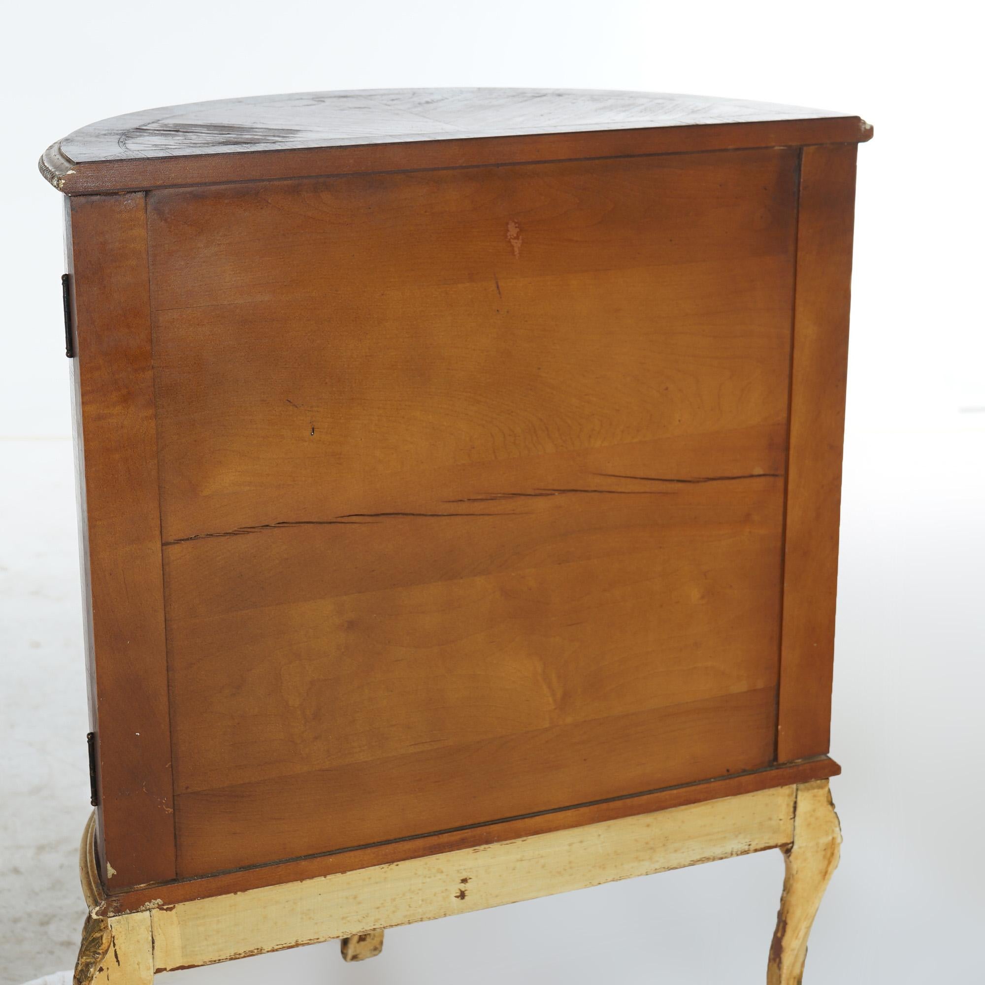 Two Antique Antique French Satinwood Inlaid Marquetry Demilune Side Tables C1920 9