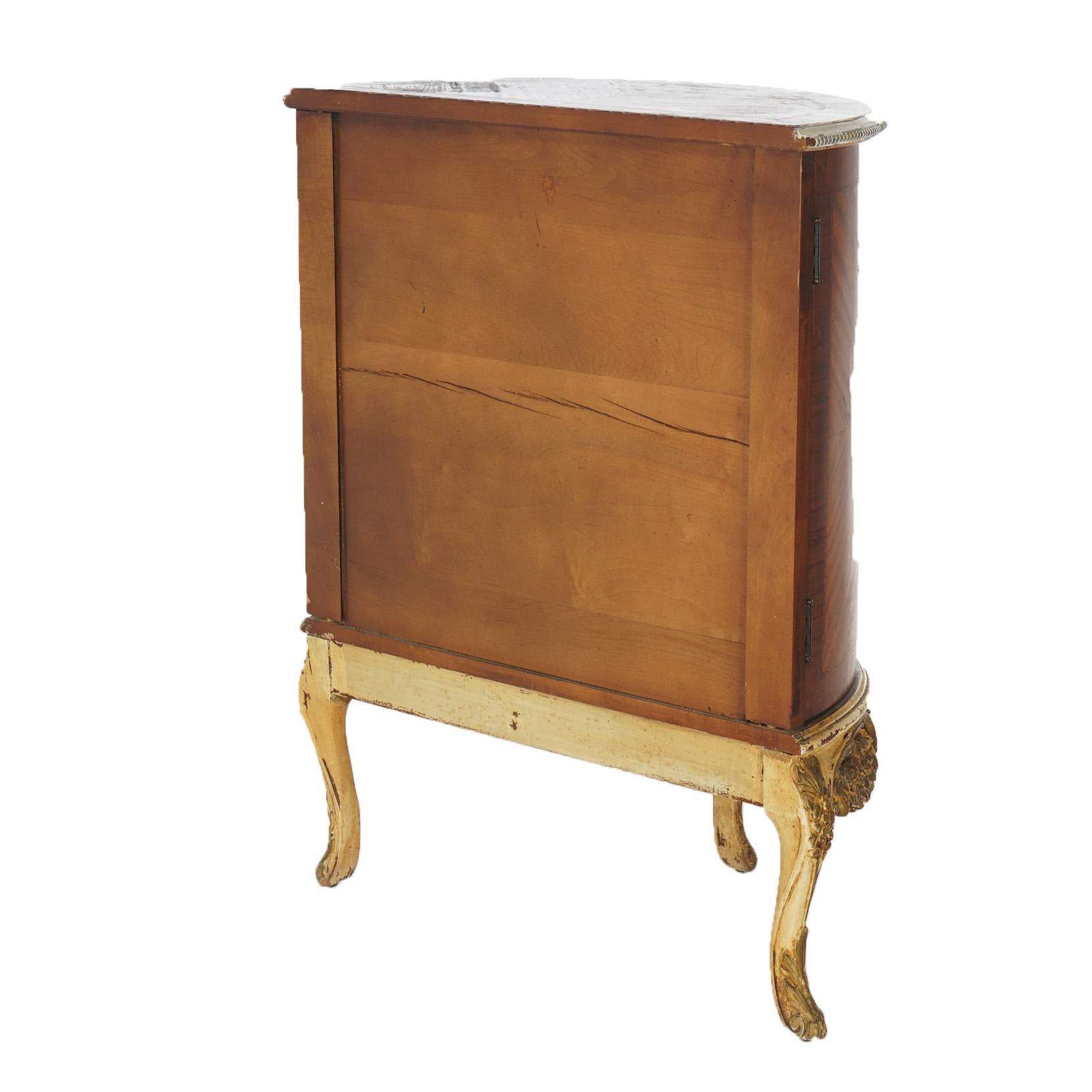 Two Antique Antique French Satinwood Inlaid Marquetry Demilune Side Tables C1920 9