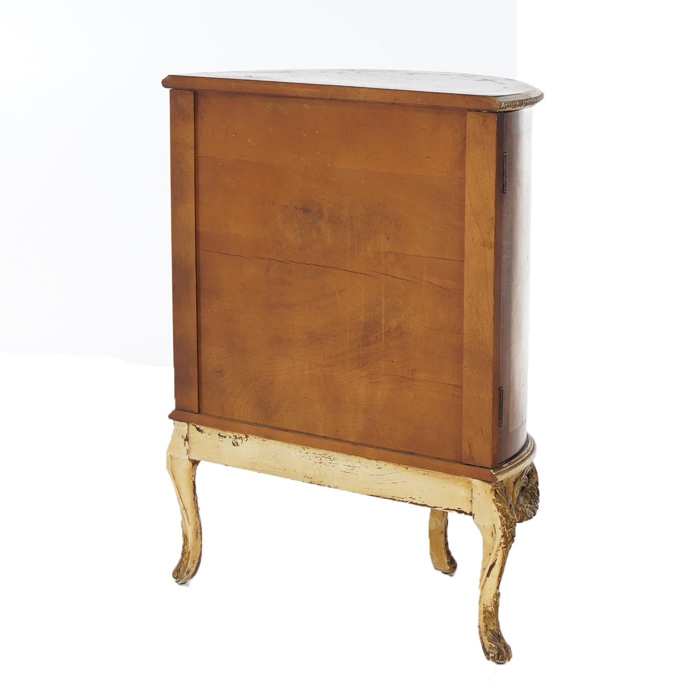 Two Antique Antique French Satinwood Inlaid Marquetry Demilune Side Tables C1920 11