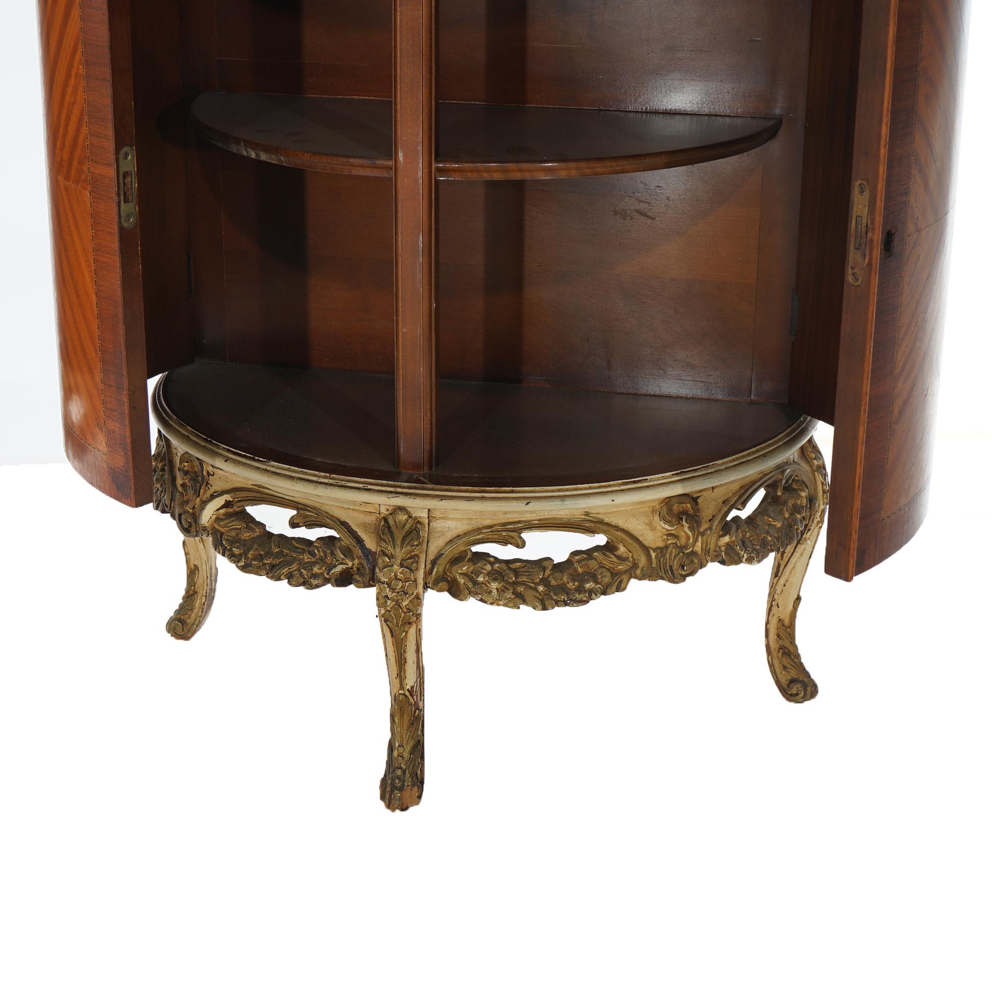 Two Antique Antique French Satinwood Inlaid Marquetry Demilune Side Tables C1920 For Sale 3