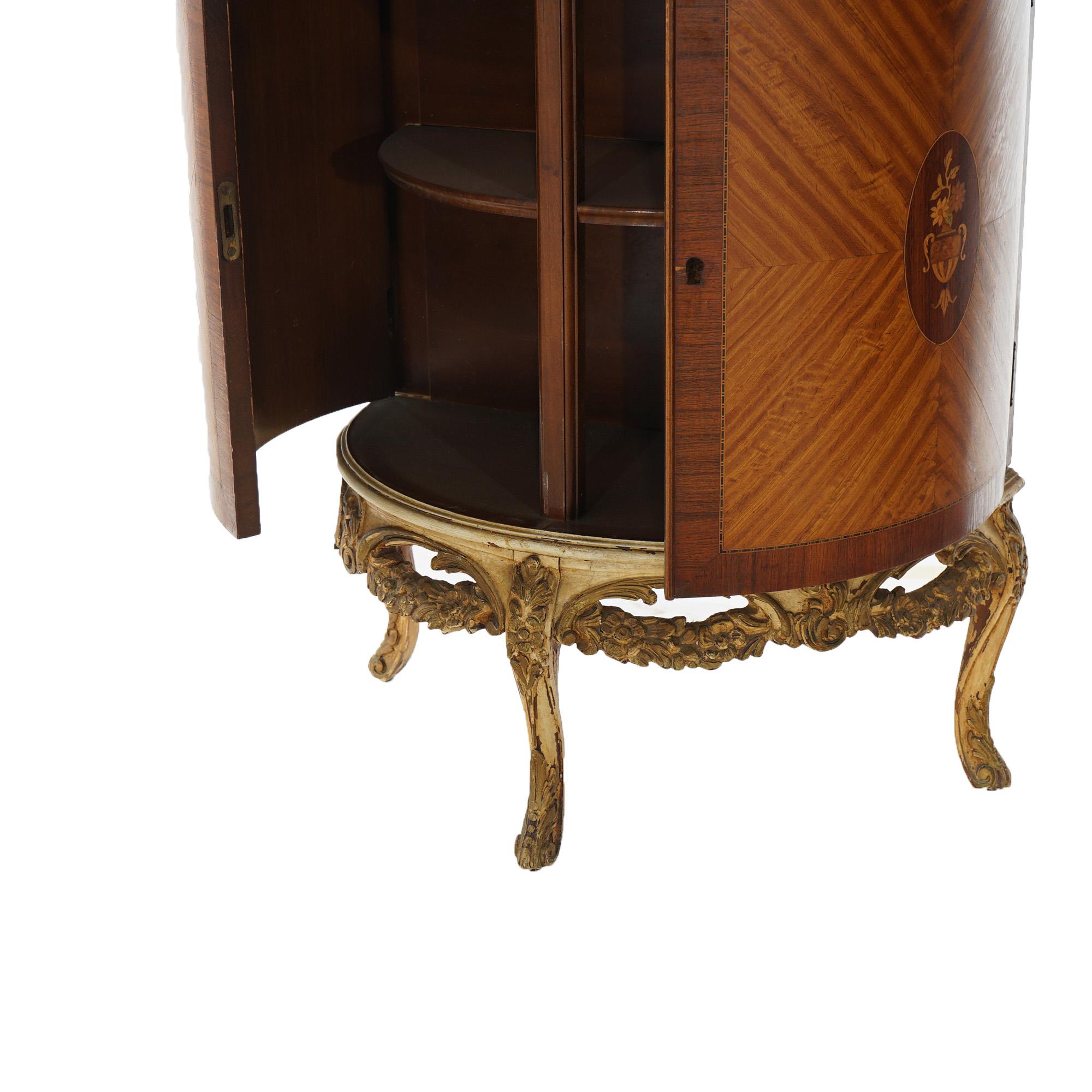 Two Antique Antique French Satinwood Inlaid Marquetry Demilune Side Tables C1920 For Sale 4