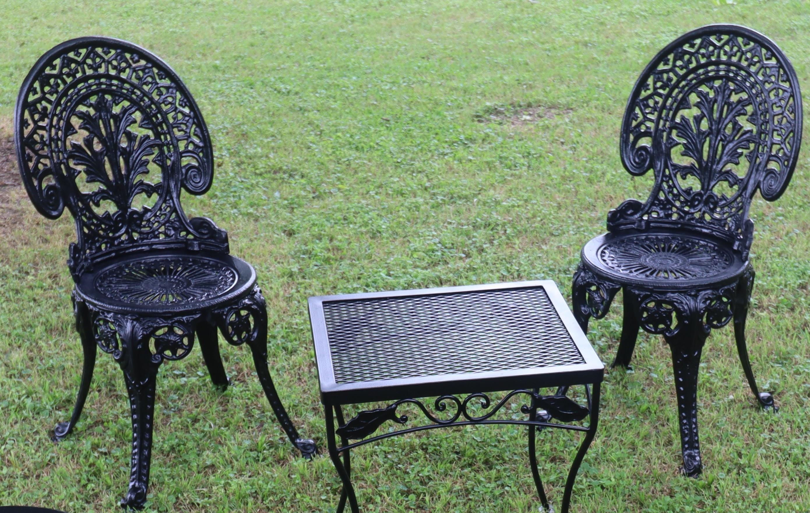 Two Antique Baroque Cast Iron Garden Chairs For Sale 6