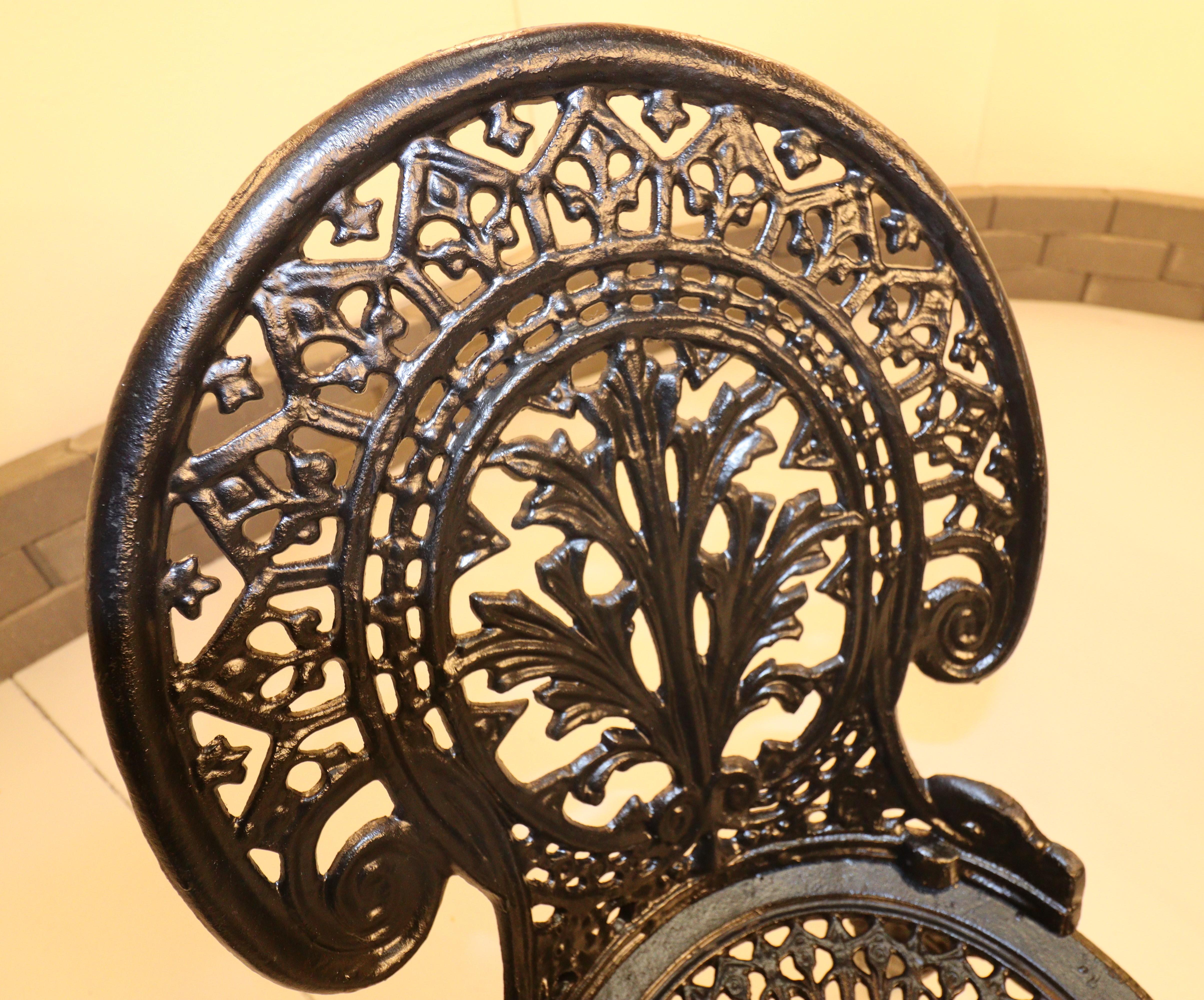 20th Century Two Antique Baroque Cast Iron Garden Chairs For Sale