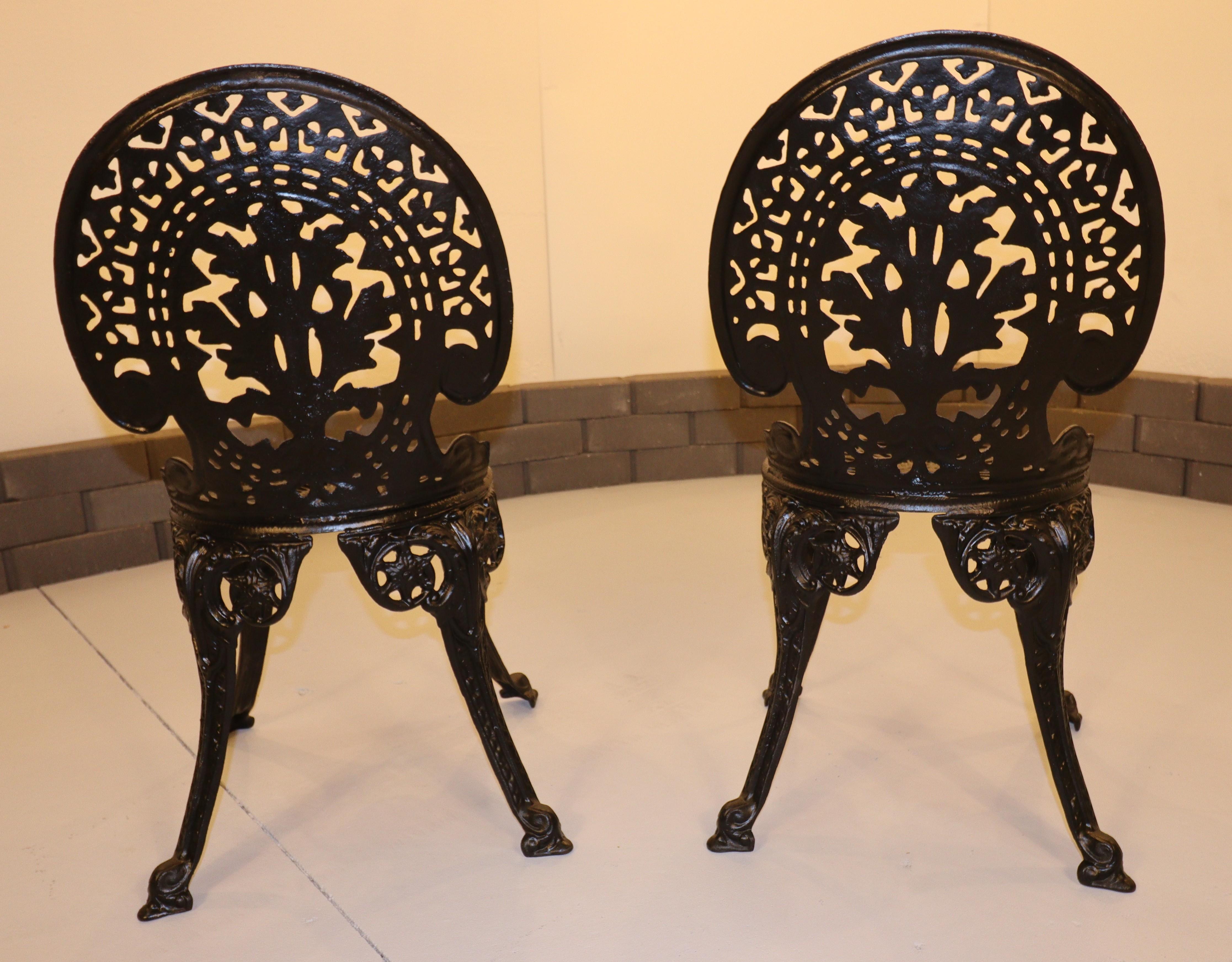 Two Antique Baroque Cast Iron Garden Chairs (Heavy) For Sale 6