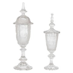 Two Antique Bohemian Glass Goblets