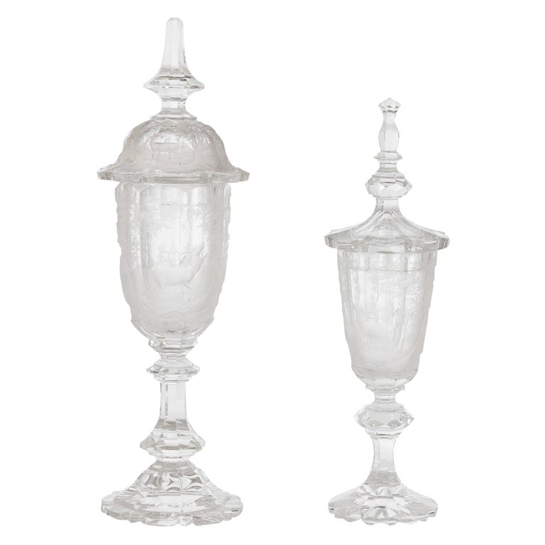 Two Antique Bohemian Glass Goblets For Sale at 1stDibs