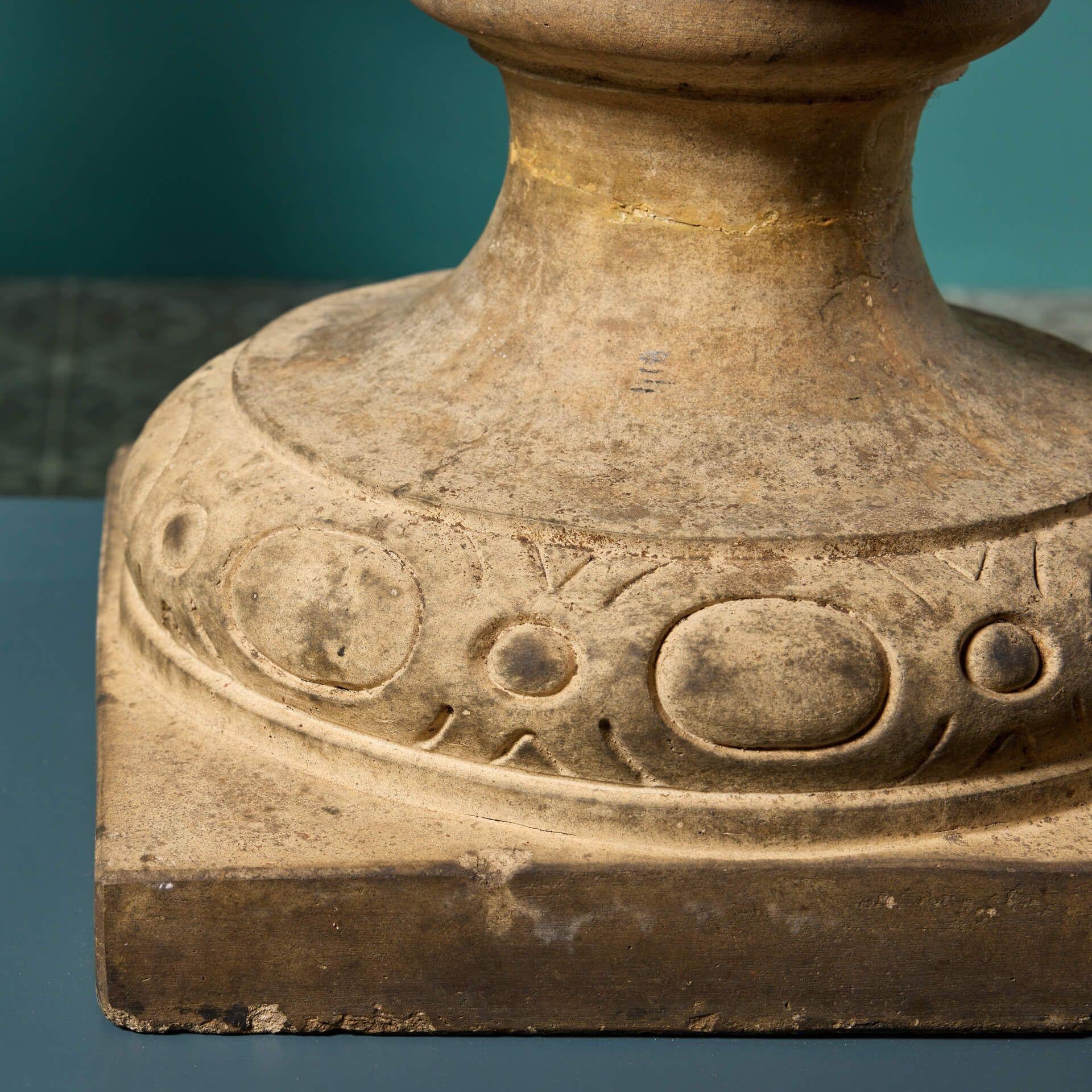 Georgian Pair of Antique Buff Terracotta Garden Urns For Sale