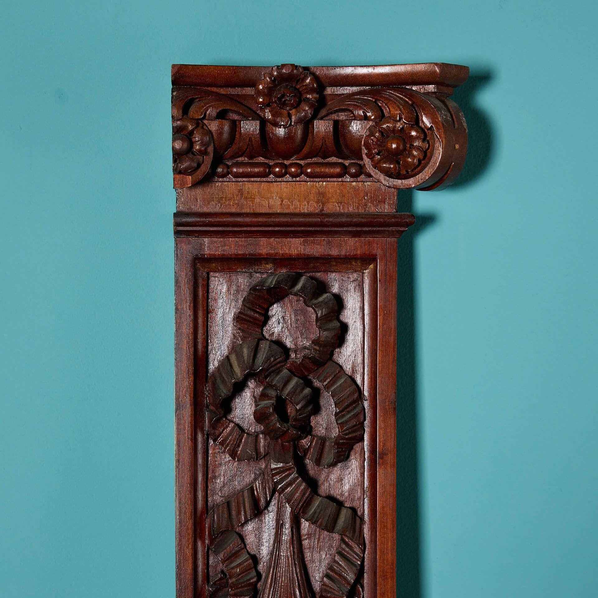 Georgian Two Antique Carved Mahogany Pilasters For Sale