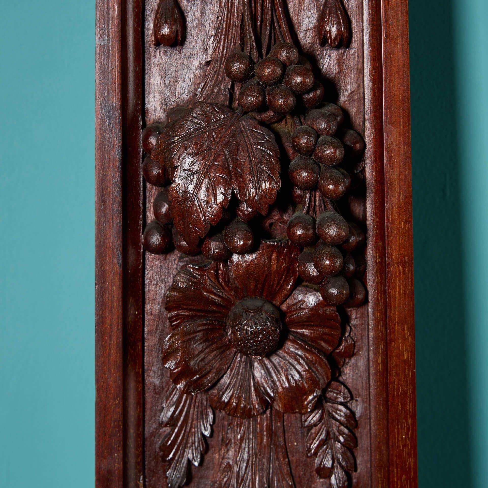 Two Antique Carved Mahogany Pilasters In Fair Condition For Sale In Wormelow, Herefordshire