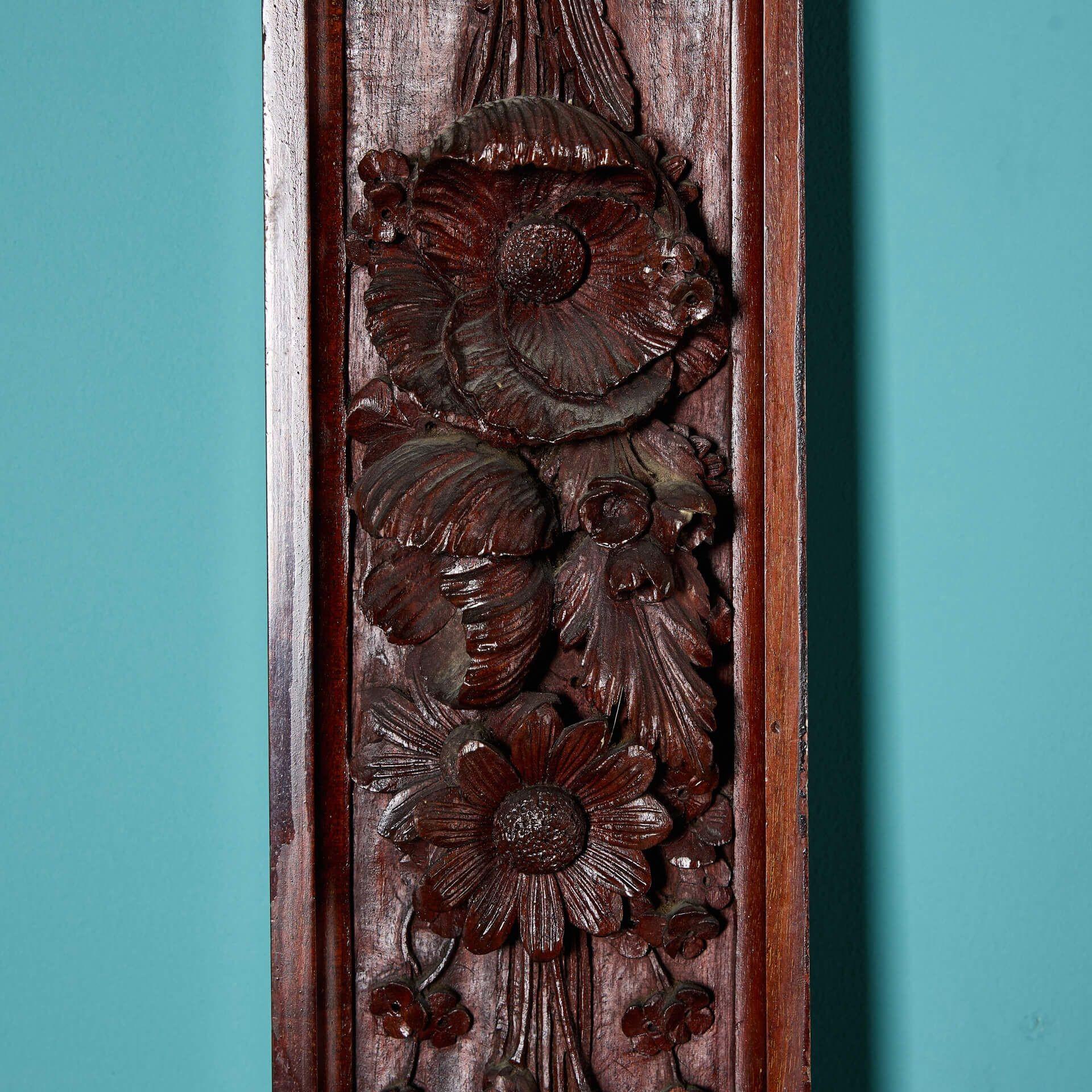 20th Century Two Antique Carved Mahogany Pilasters For Sale