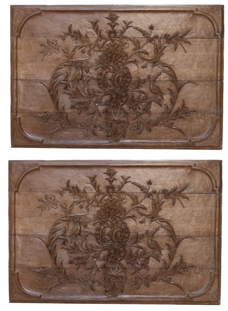 Two Antique Carved Oak Wall Panels For Sale at 1stDibs
