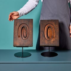 Two Antique Carved Wooden Scroll Moulds Ex. Tucker Collection