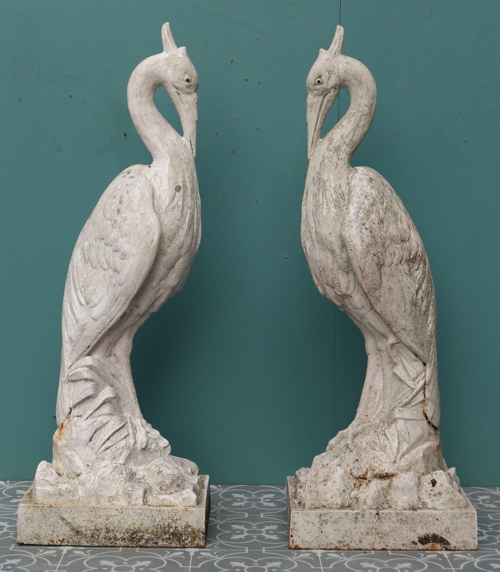 Two Antique Cast Iron Heron Sculptures In Fair Condition In Wormelow, Herefordshire