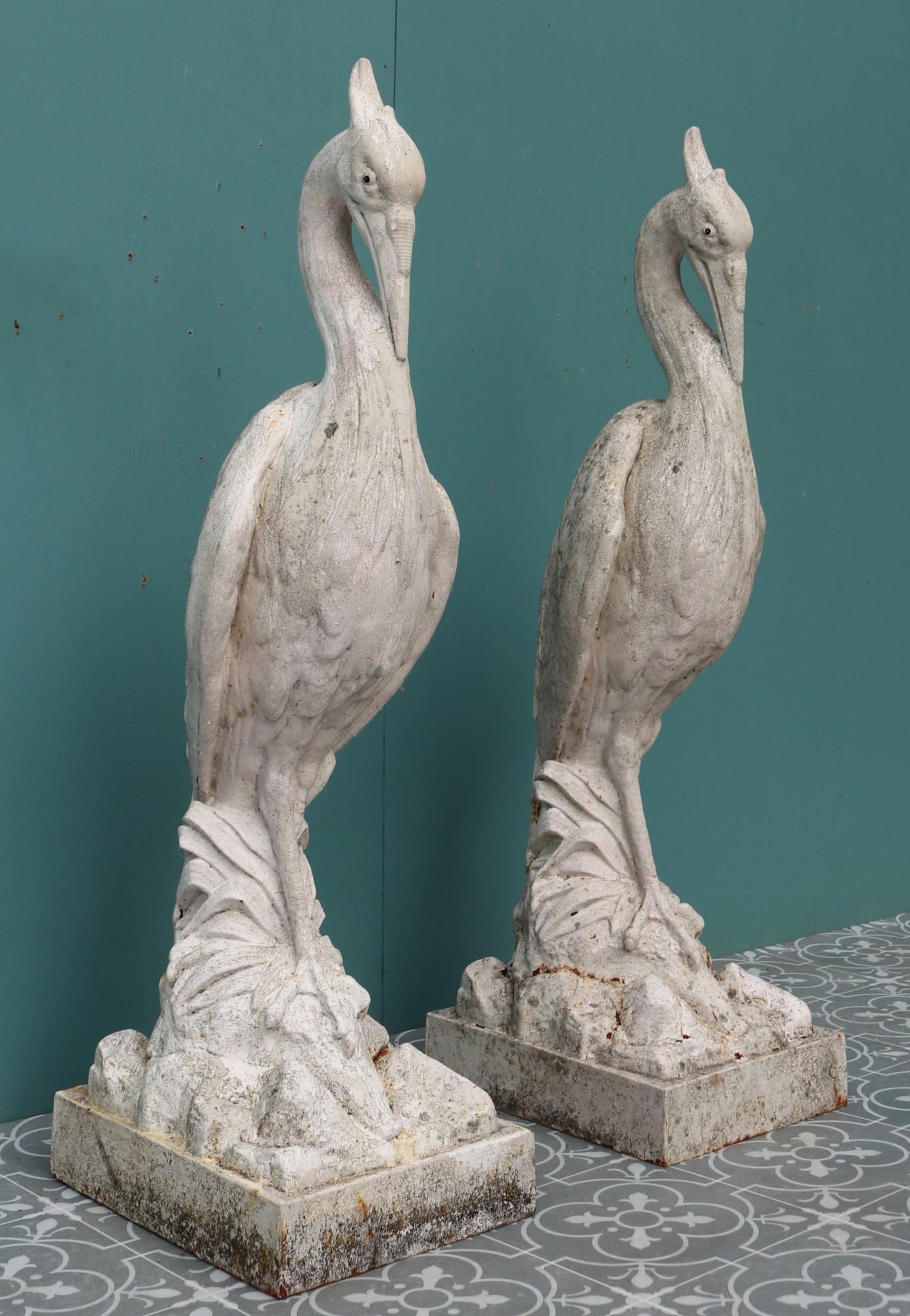 Two Antique Cast Iron Heron Sculptures 2