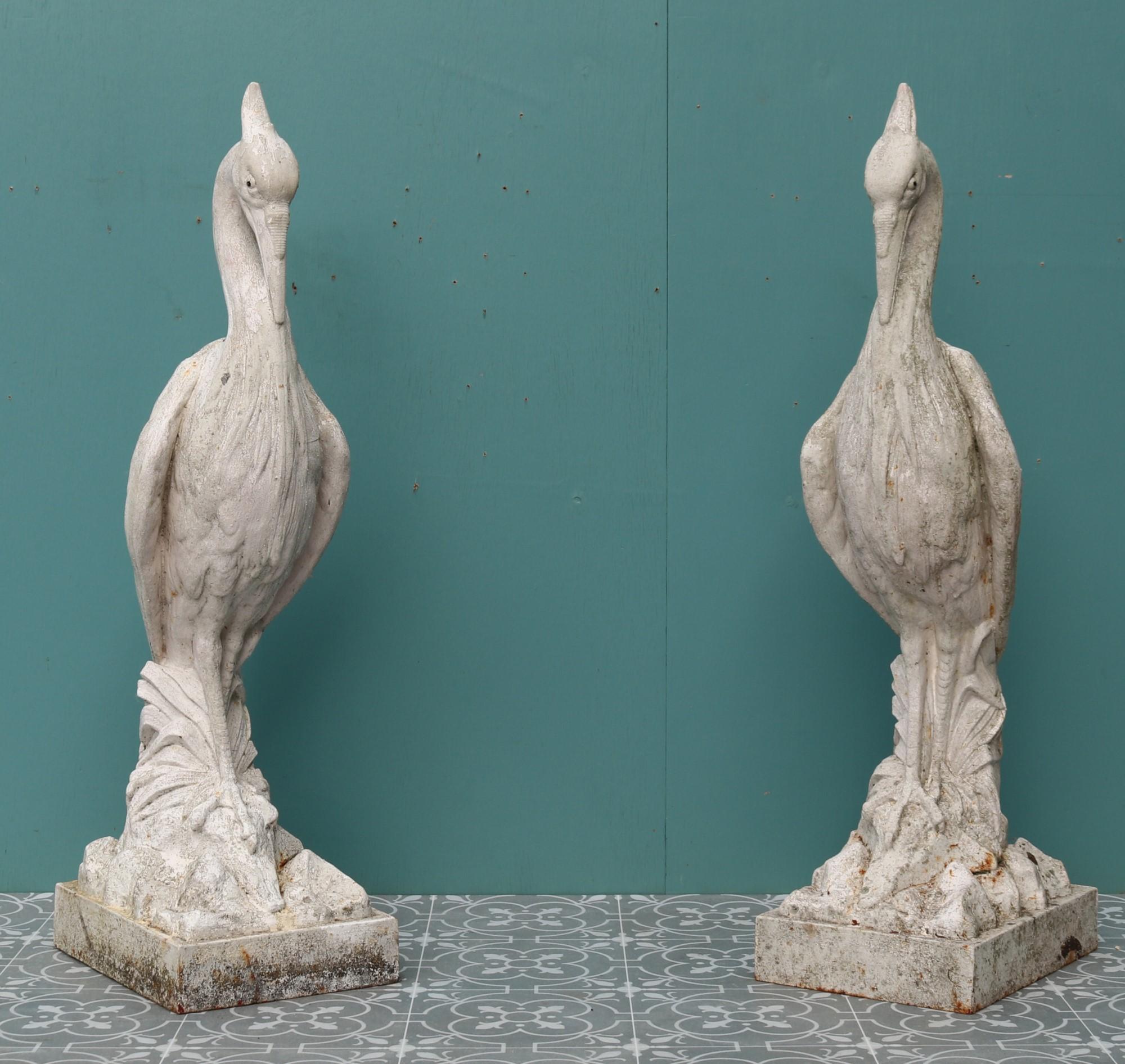 Two Antique Cast Iron Heron Sculptures 3
