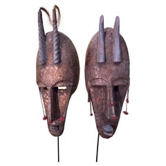 Due antiche maschere cerimoniali della tribù Maraka, Mali