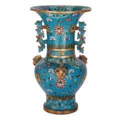 Two Antique Chinese Cloisonne Enamel and Gilt Vases