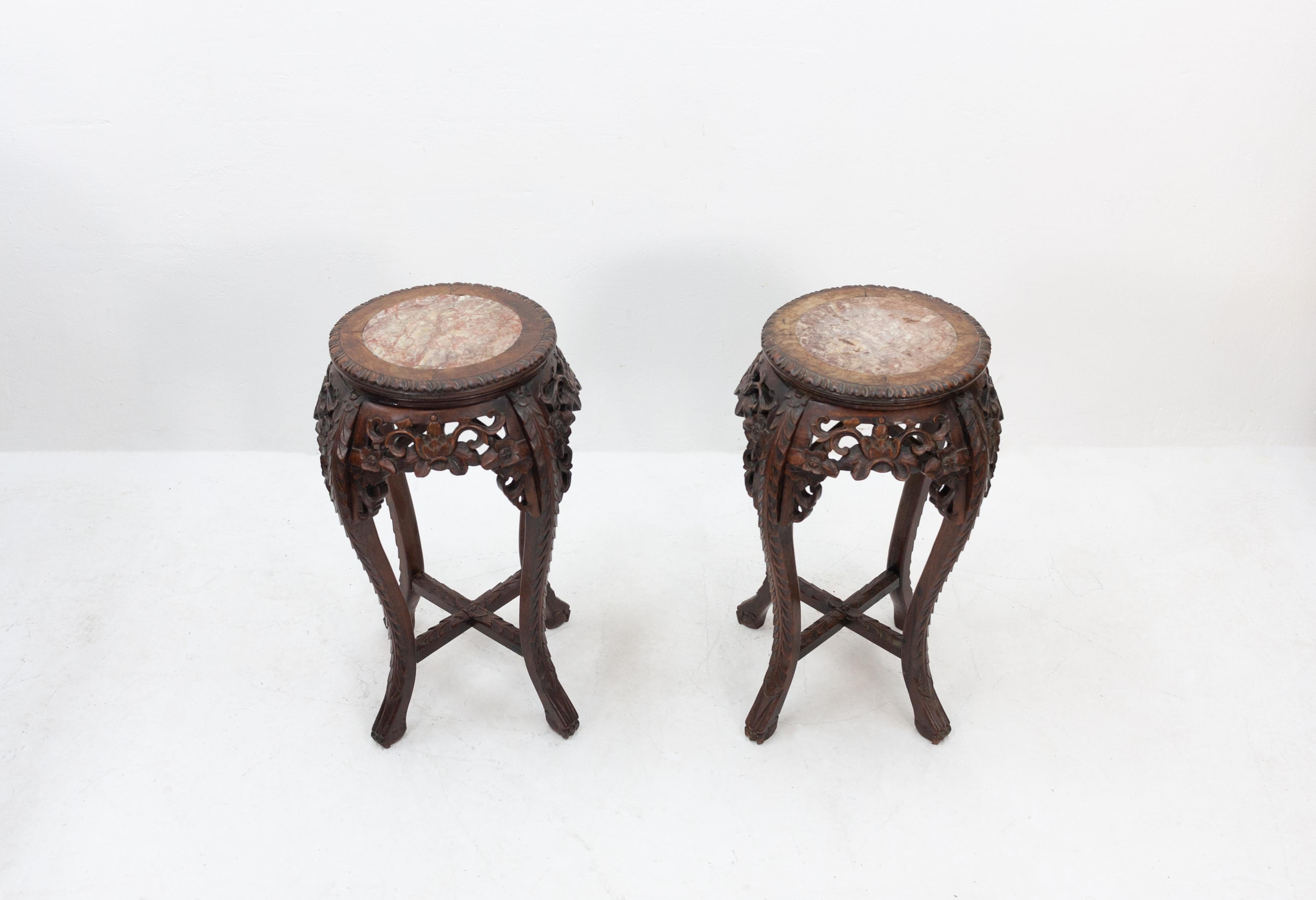 Late 19th Century Two Antique Chinese Plant Stands