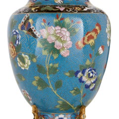 Due lampade antiche in smalto cloisonné e bronzo dorato