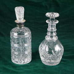 Antike Karaffen aus geschliffenem und gepresstem Glas mit Stopfen, um 1920