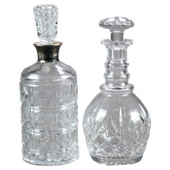 Antike Karaffen aus geschliffenem und gepresstem Glas mit Stopfen, um 1920