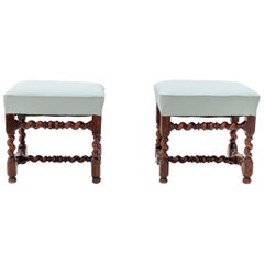 Two Antique Dutch Walnut Ottomans