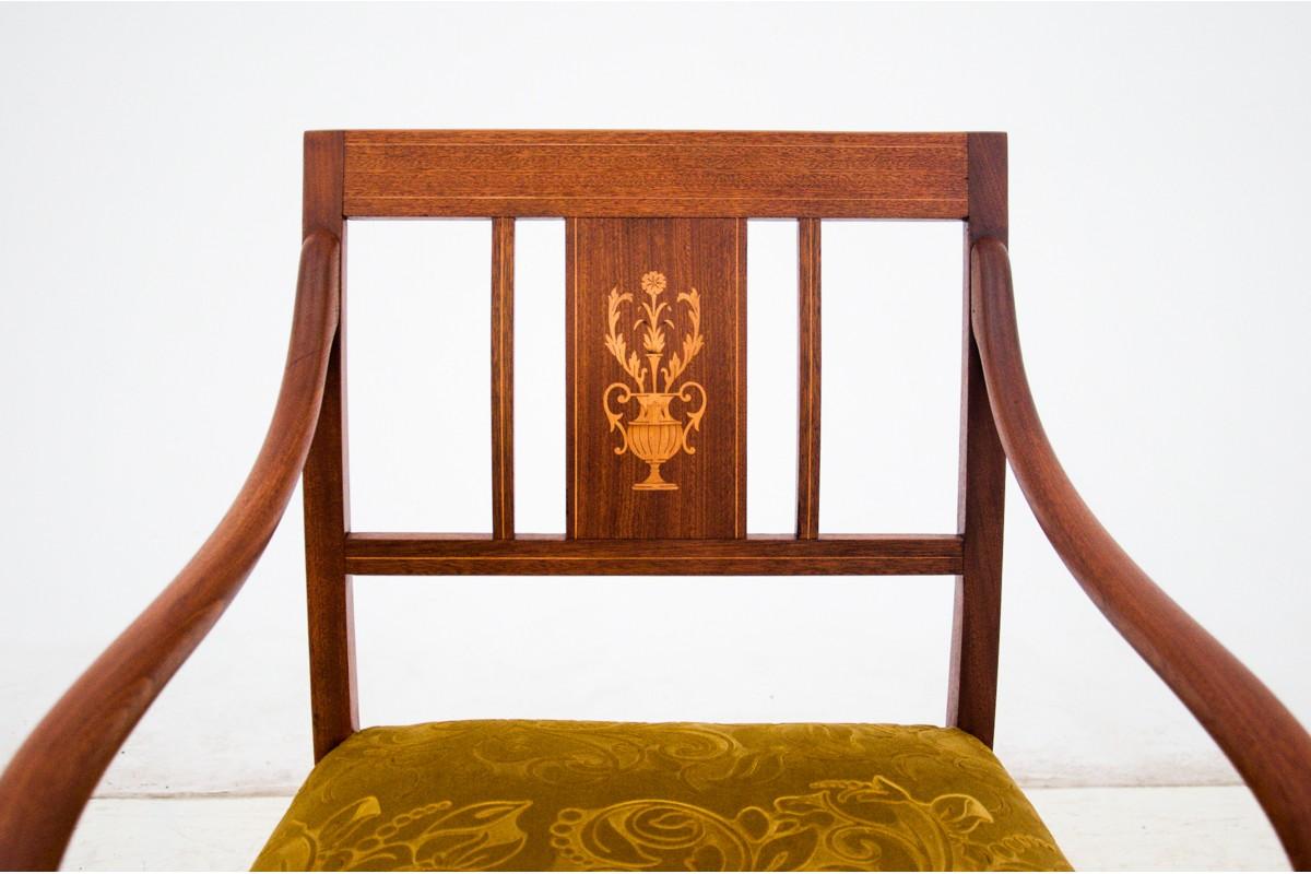 Mahogany Two Antique Empire Armchairs, Sweden, 1860