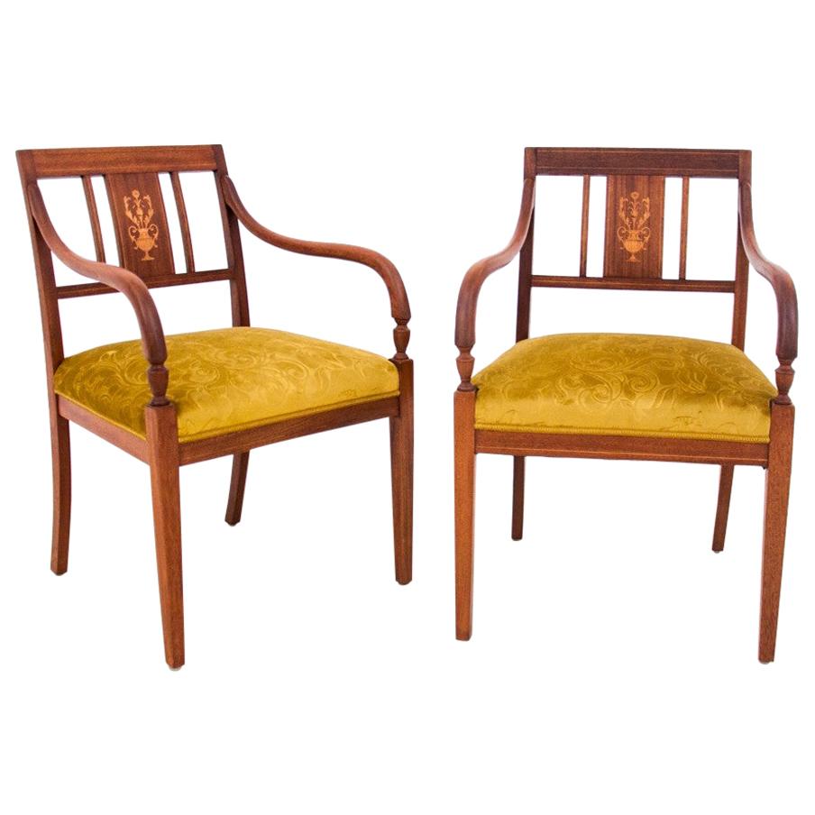 Two Antique Empire Armchairs, Sweden, 1860