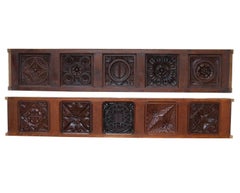 Two Antique English Oak Panels