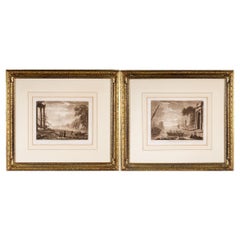Two Antique English Sepia Engravings By Earlom & Lorrain No. 2 & No. 5