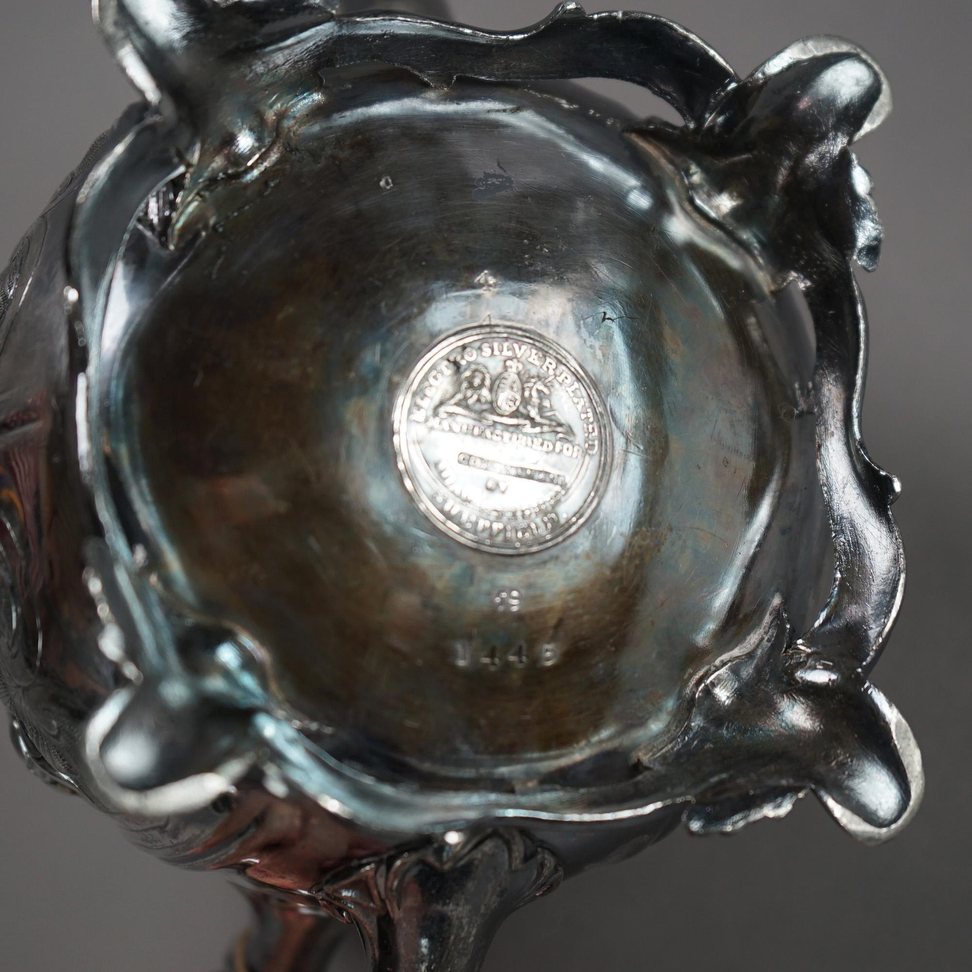 Two Antique English Sheffield Silver Plated Tea Pots with Garden Elements C1890 For Sale 6