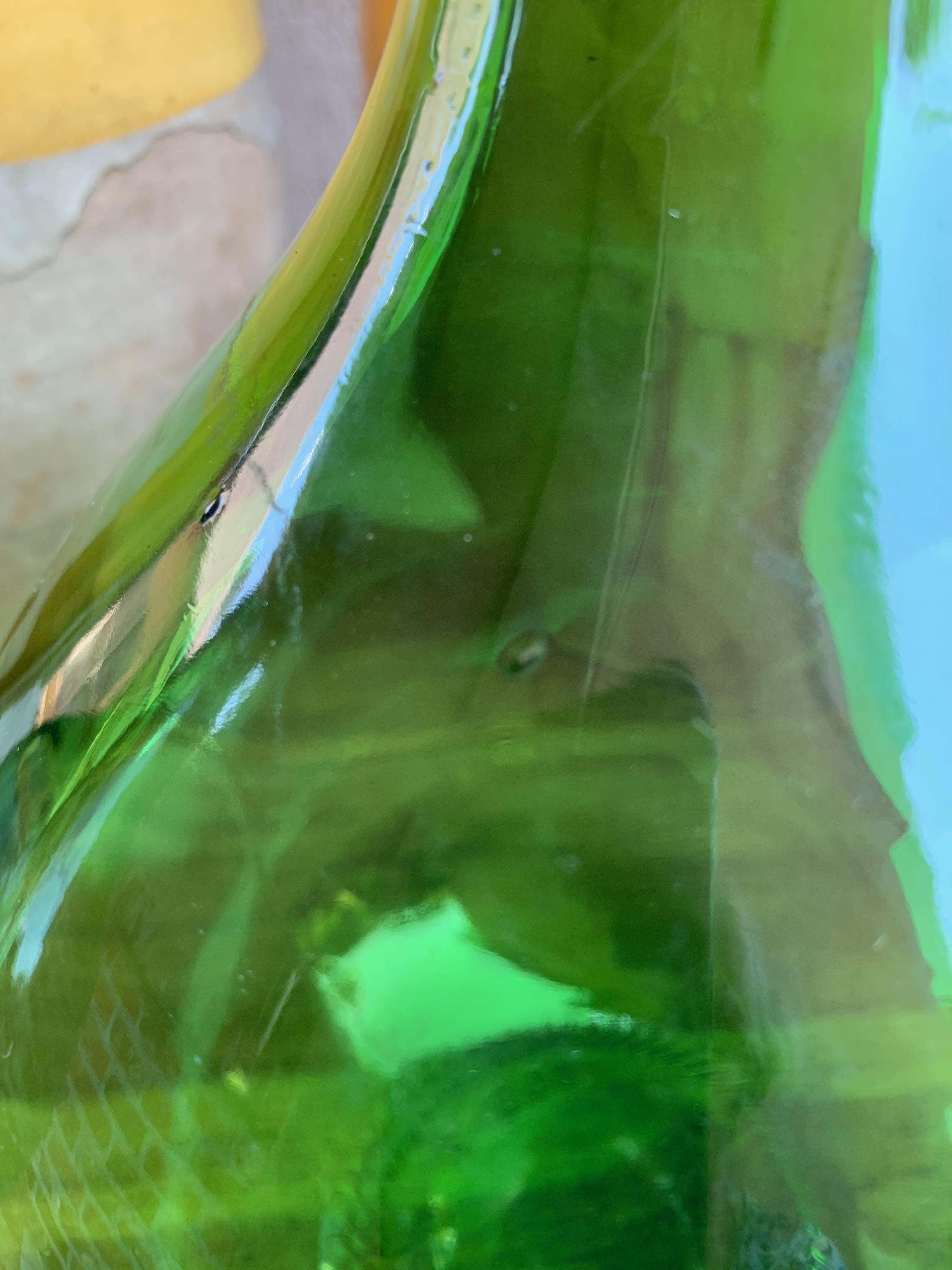 Zwei antike europäische grünes Glas Demijohn:: Carboy Weinkrug Italienisch Villani 3