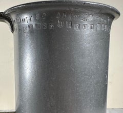 Two Antique French Heavy Pewter Measuring Tankards