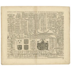 Two Antique Genealogy Charts of the Royal House of France, Coats of Arms, 1732