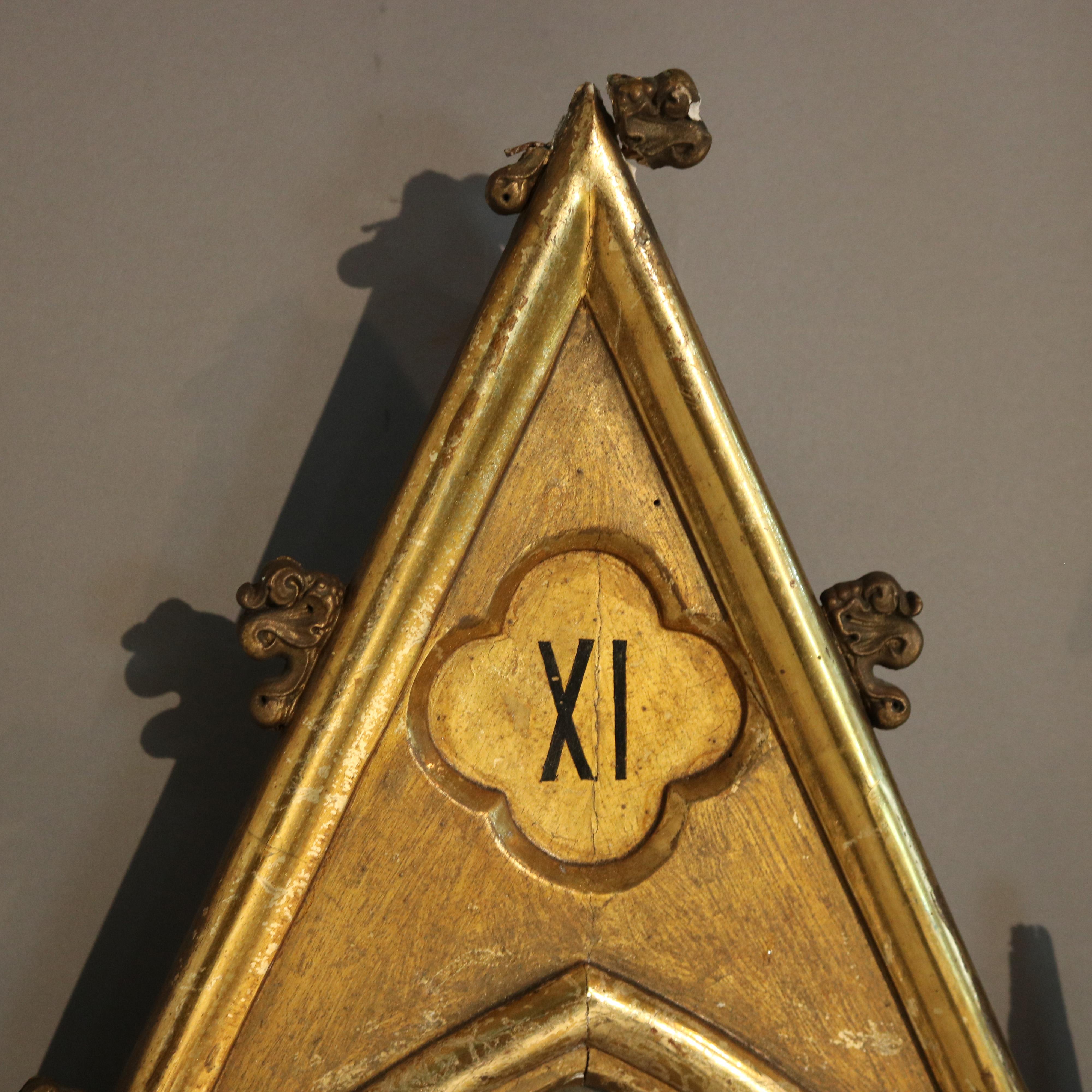 Two Antique Gothic Cathedral Form Giltwood Frames, C1880 In Good Condition For Sale In Big Flats, NY