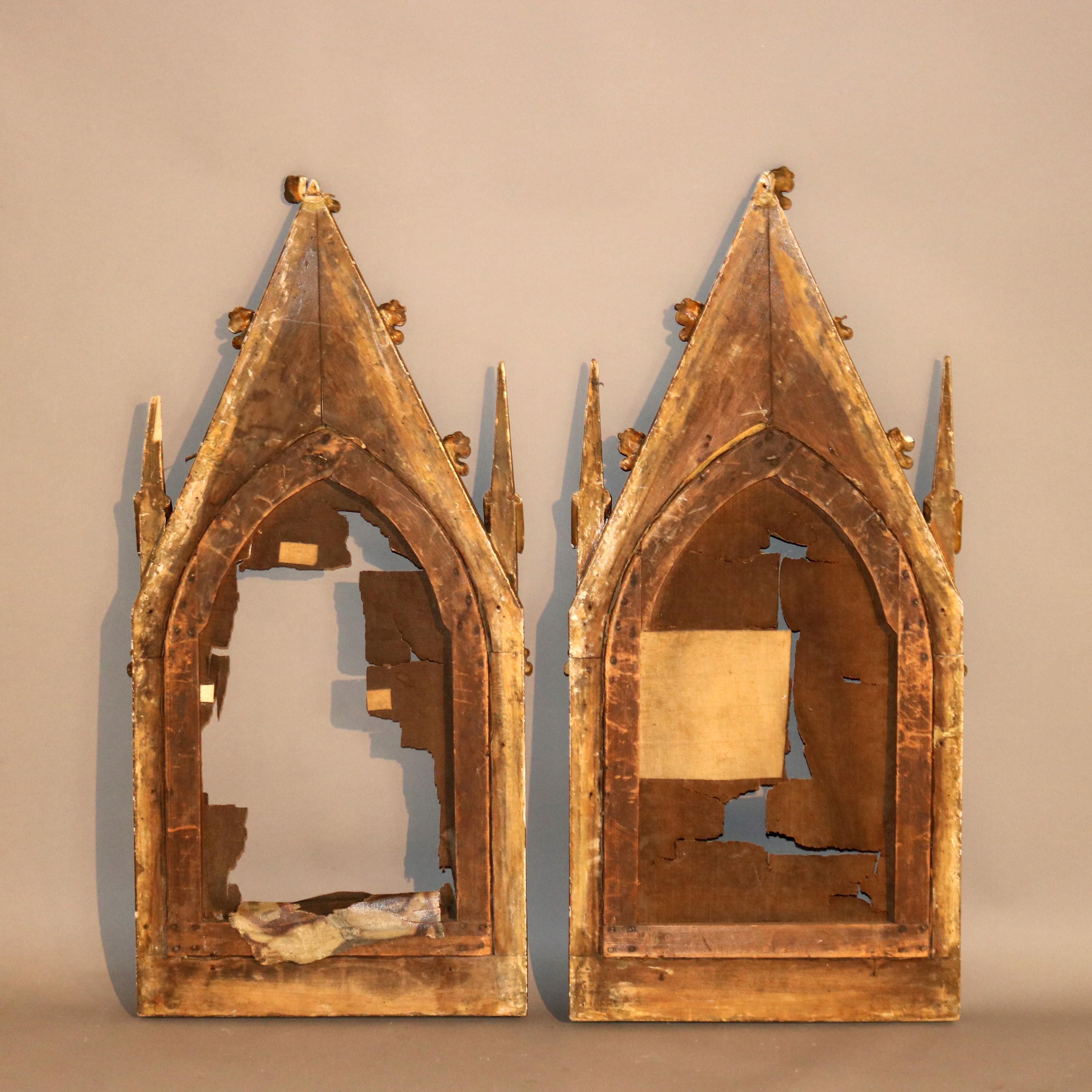 Two Antique Gothic Cathedral Form Giltwood Frames, C1880 For Sale 3
