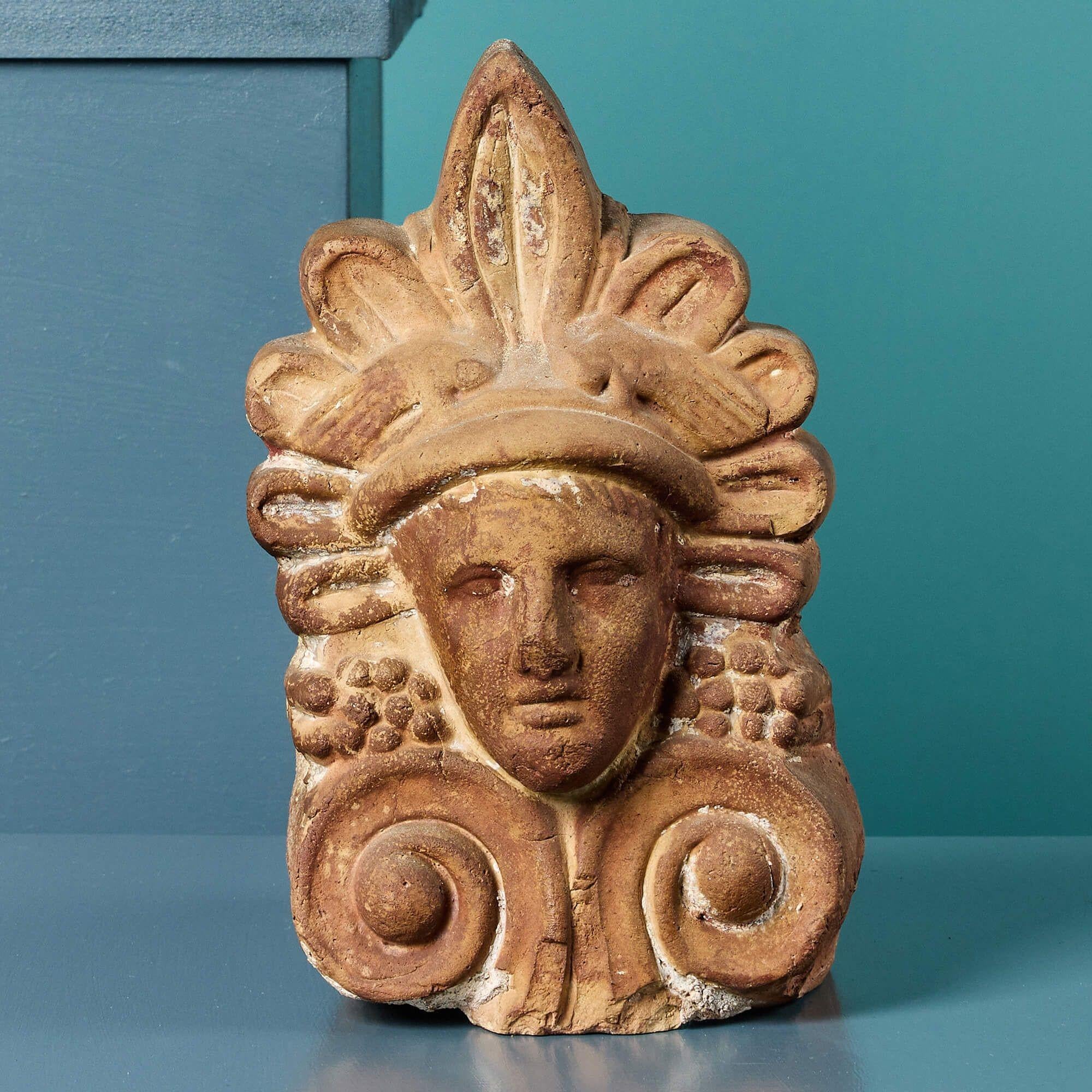 Neoclassical Two Antique Greek Terracotta Antefix Ornaments For Sale