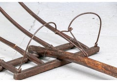 Two Antique Hand-Made Wooden Pitchforks