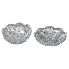 Two Antique Hawkes School Brilliant Cut Glass Bowls C1890