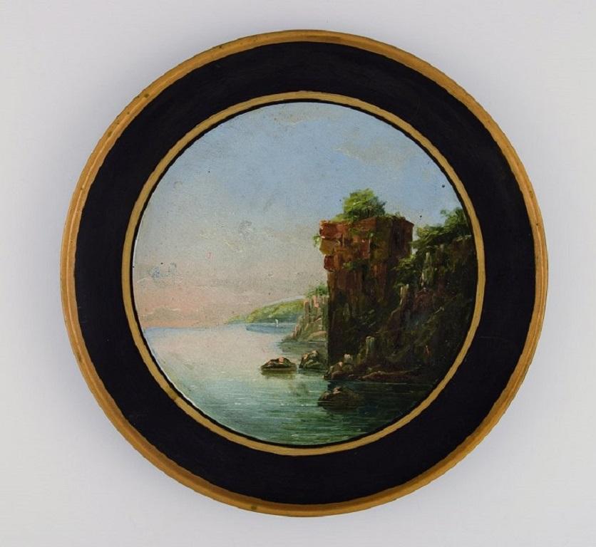 Danois Deux assiettes décoratives anciennes Hjorth en Teracotta peintes à la main, fin du 19ème siècle en vente