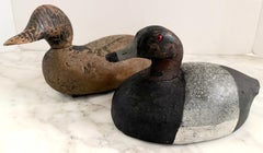 Two Antique Hunting Decoys One-Eyed Jack & Black & Silver Canvas Back