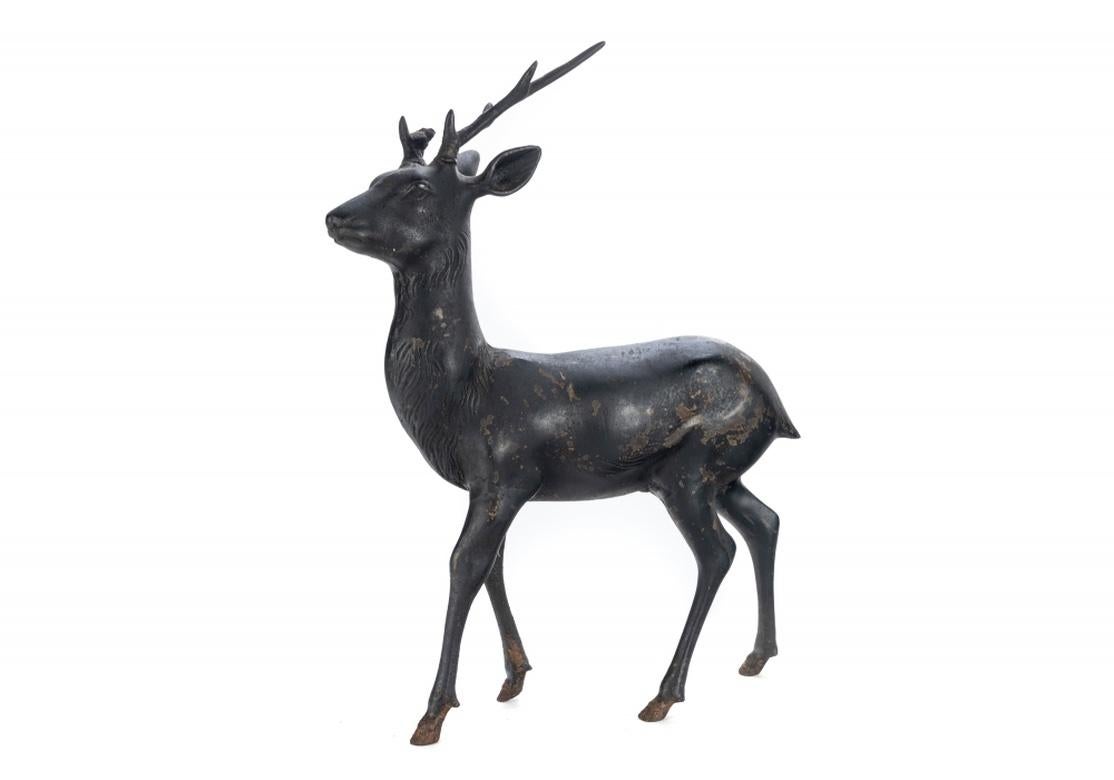 Two Antique Iron Stag and Doe Garden Sculptures For Sale 5