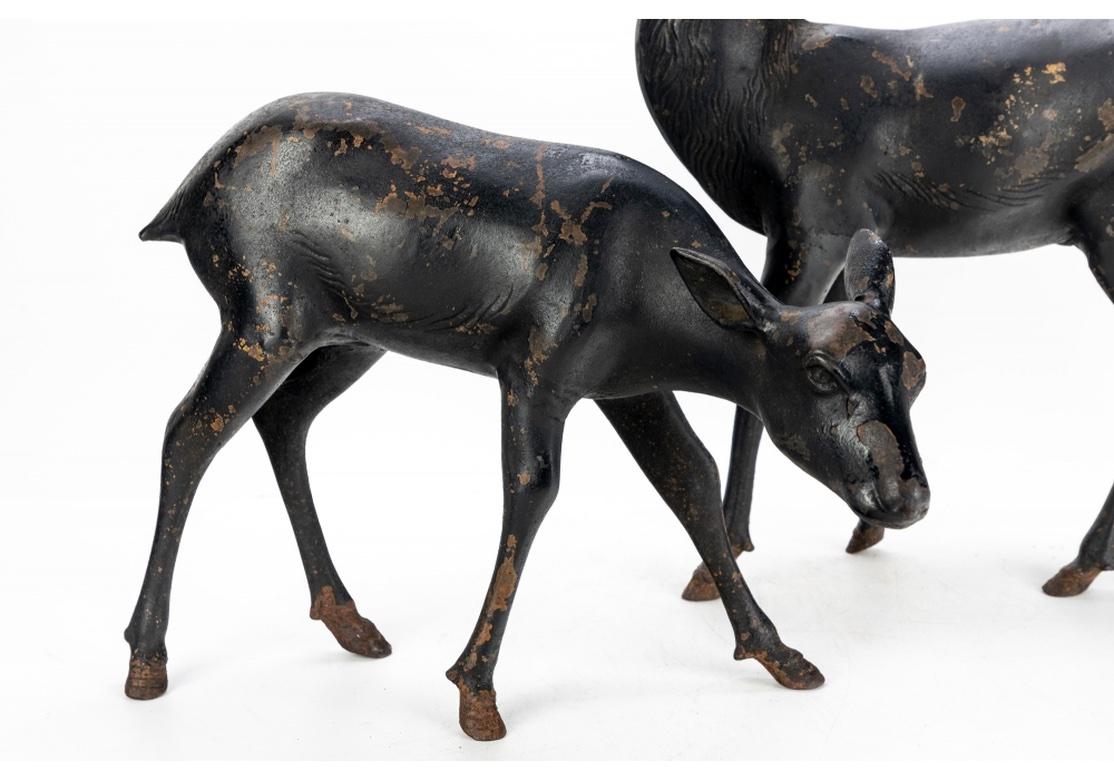 Two Antique Iron Stag and Doe Garden Sculptures For Sale 9